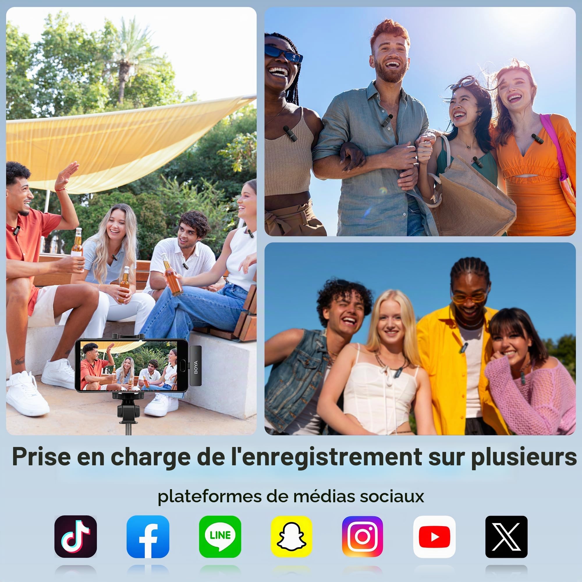 Boya BY-V4U Microphone sans Fil pour iPhone 15 Android Type C Smartphone Wireless Lapel Mic pour vidéo Podcast Interview Streaming Vlog Youtube