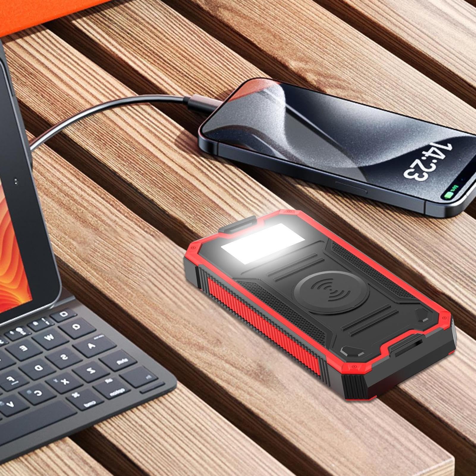 Power Bank Solare 10000mAh Impermeabile Per Sopravvivenza
