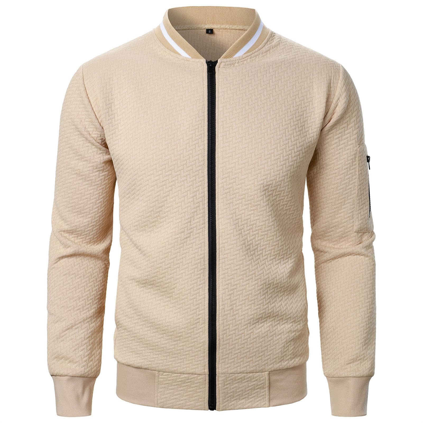 Men's Lightweight Jackets Full Zip Casual Loose Fit Jackets for Men Waffle Bomber Jacket Varsity Coat with Pockets
