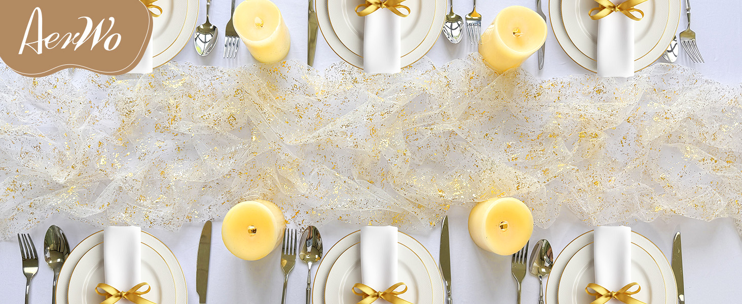 Runner Da Tavolo Con Paillettes Oro 180 Cm – Centrotavola Lucente Per Matrimonio, Compleanno E Feste, Decorazione Tavola Glamour - 2