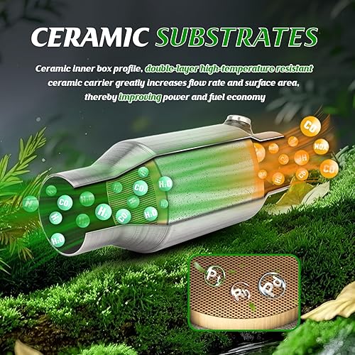 Miniatura 3 de Convertidor catalítico frontal universal de alto flujo de entrada y salida de 2.5 pulgadas, ajuste directo con puerto O2 (compatible con EPA)