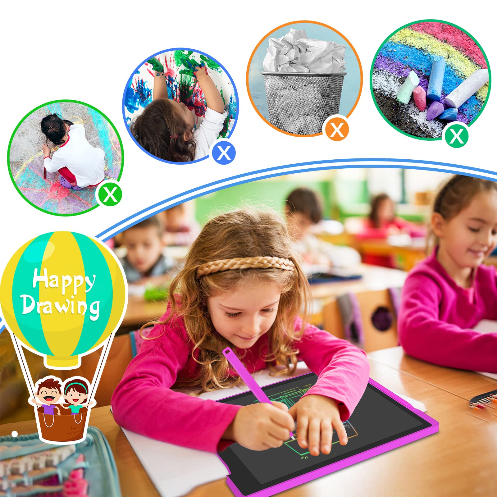 GUYUCOM Tablet 12 Cali - Magiczny Łupek, Tablica dla Dzieci 2-8 Lat, Zabawka dla Dziewczynki, Tablet Rysunek