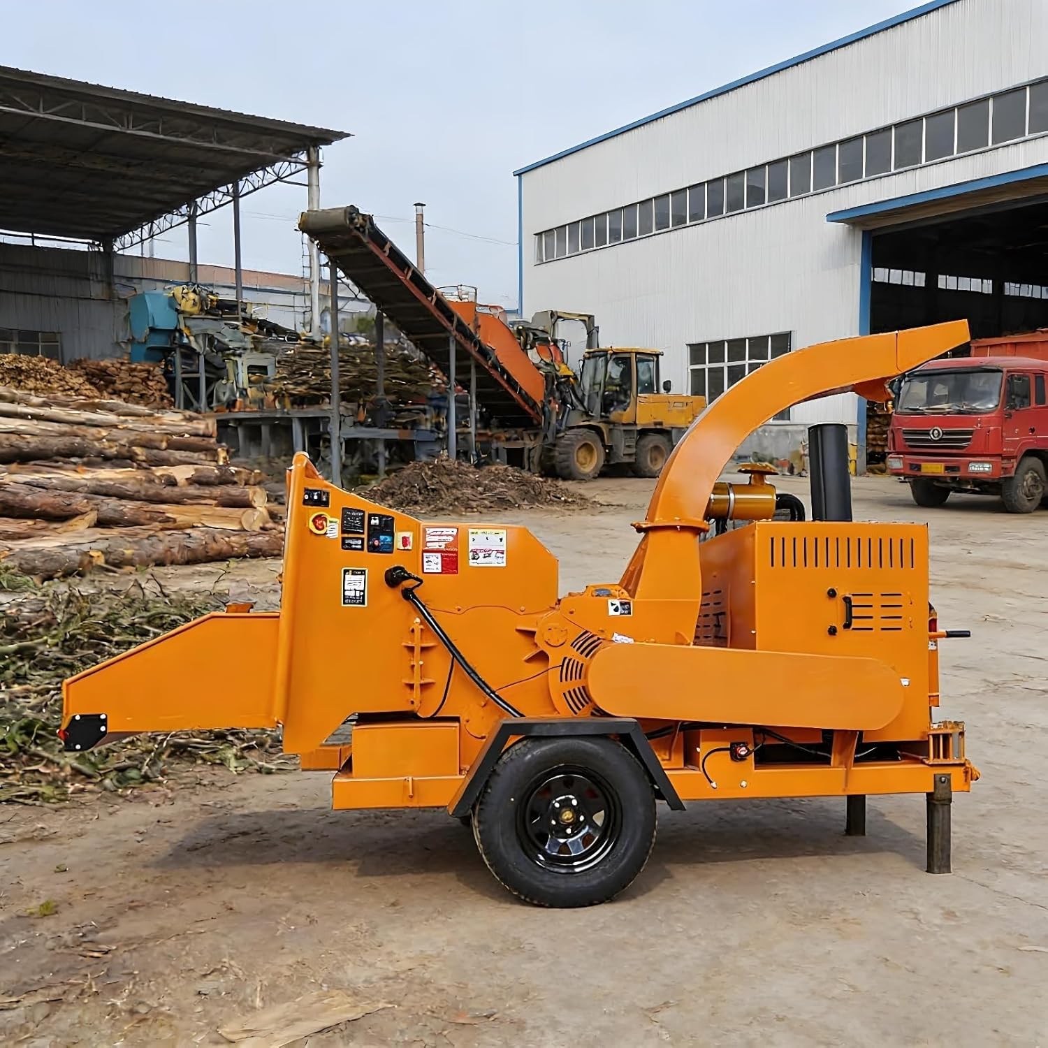 Towable Wood Chipper Shredder – Heavy Duty Garden Mulcher for Branches Twigs & Debris, Outdoor Wood Chipping & Debris Reduction Machine for Landscaping & Orchard Use