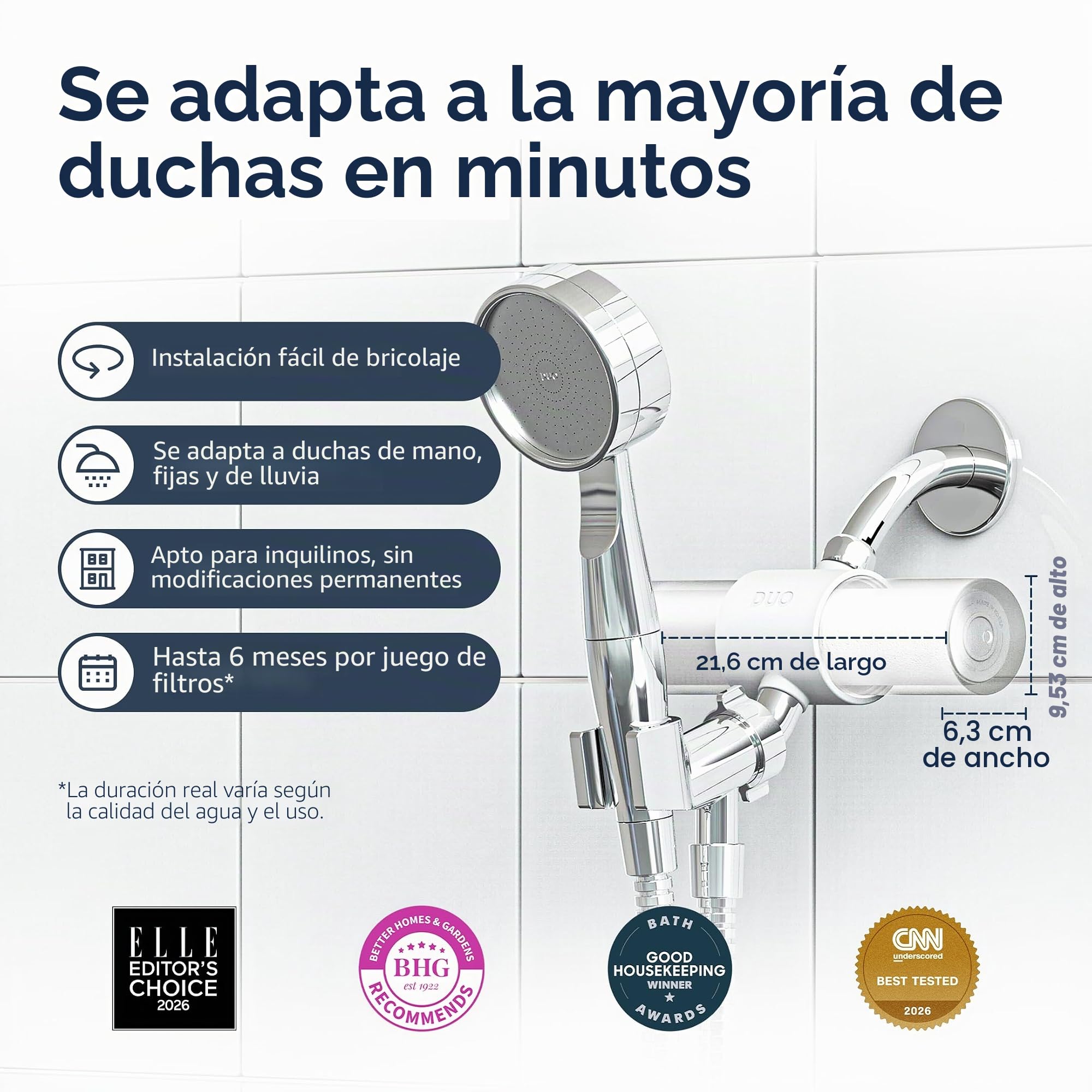 Weddell Paquete doble de cartuchos de repuesto para filtro de ducha, 4 cartuchos de repuesto en total para reducir el cloro, fluoruro, PFAS y metales pesados