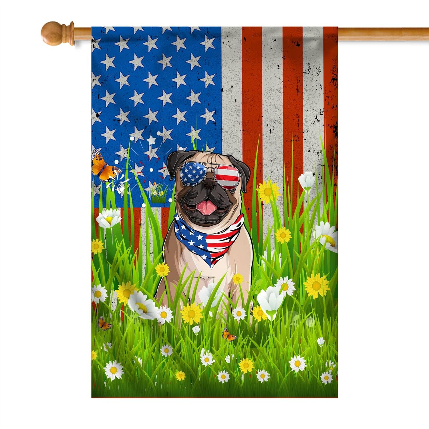Schnauzer American USA Flag 4th of July Dog Lover On Independence Day (28" x 40") USA House Flag Premium Decorative Yard Outdoor Flags