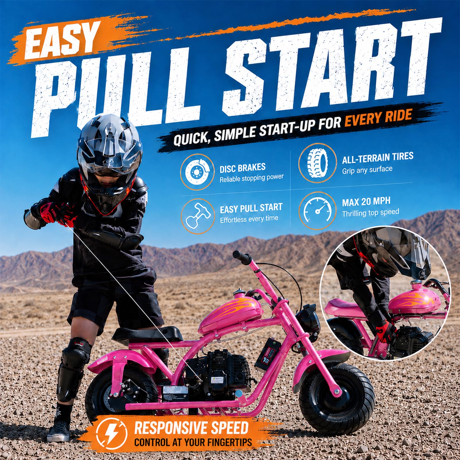 Amazon.com: IVFJFV Mini Chopper Bike, 4-Stroke Dirt Bike Gas
