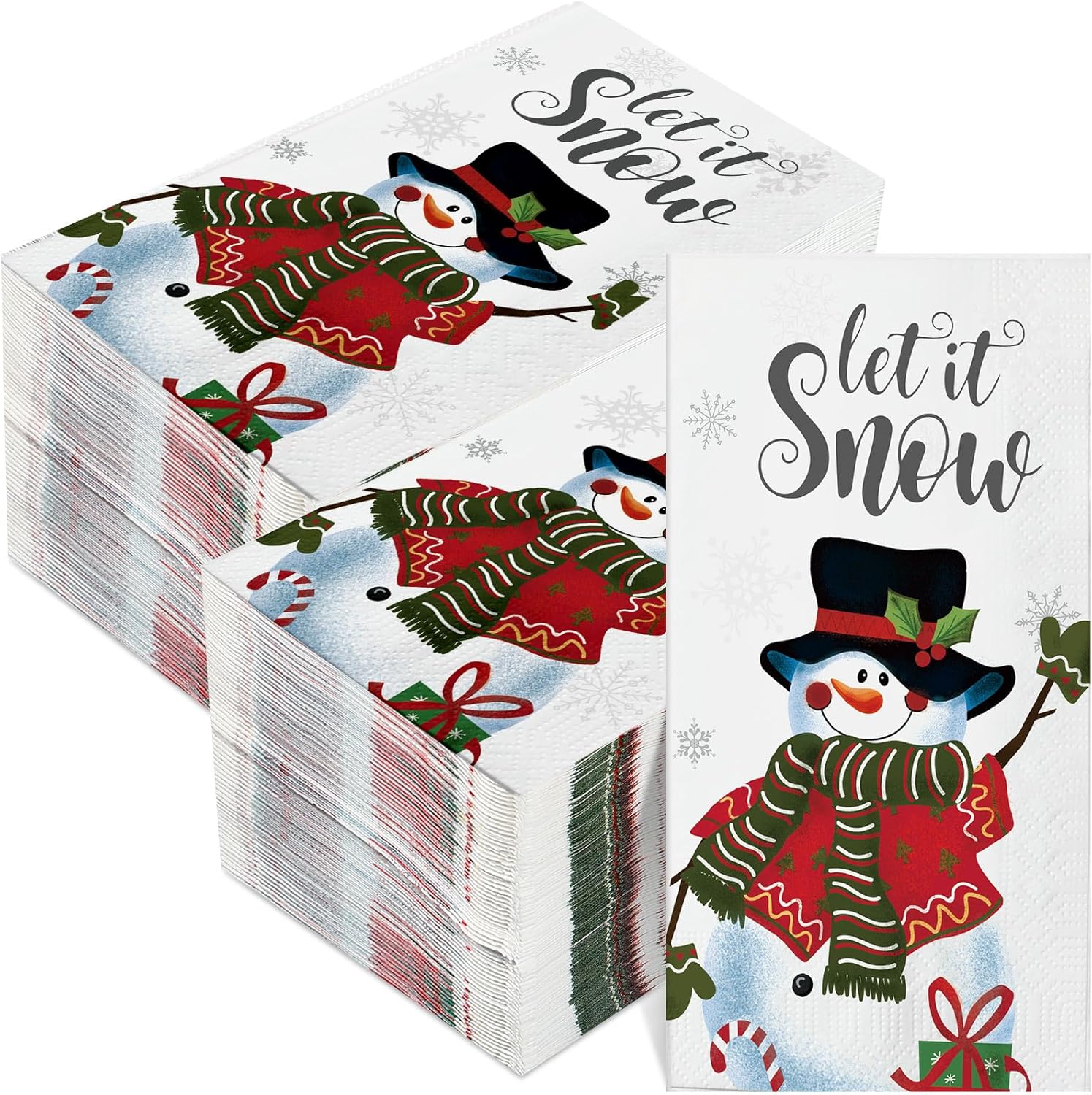 200 Packs Christmas Snowman Paper Guest Napkins 3 Ply