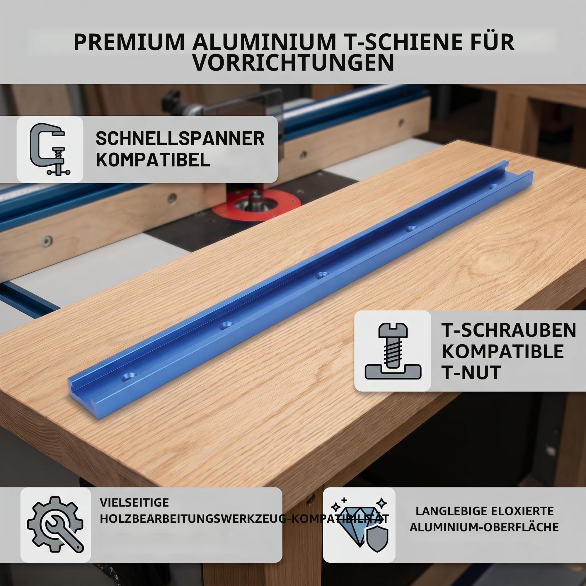 Fafeicy 2 Stück 800mm Gehrungsschienenlehre, blaue Aluminium-T-Schienen-T-Schlitz-Gehrungsschienenlehre Werkzeuge für die Holzbearbeitung Frästisch (800MM * 2)