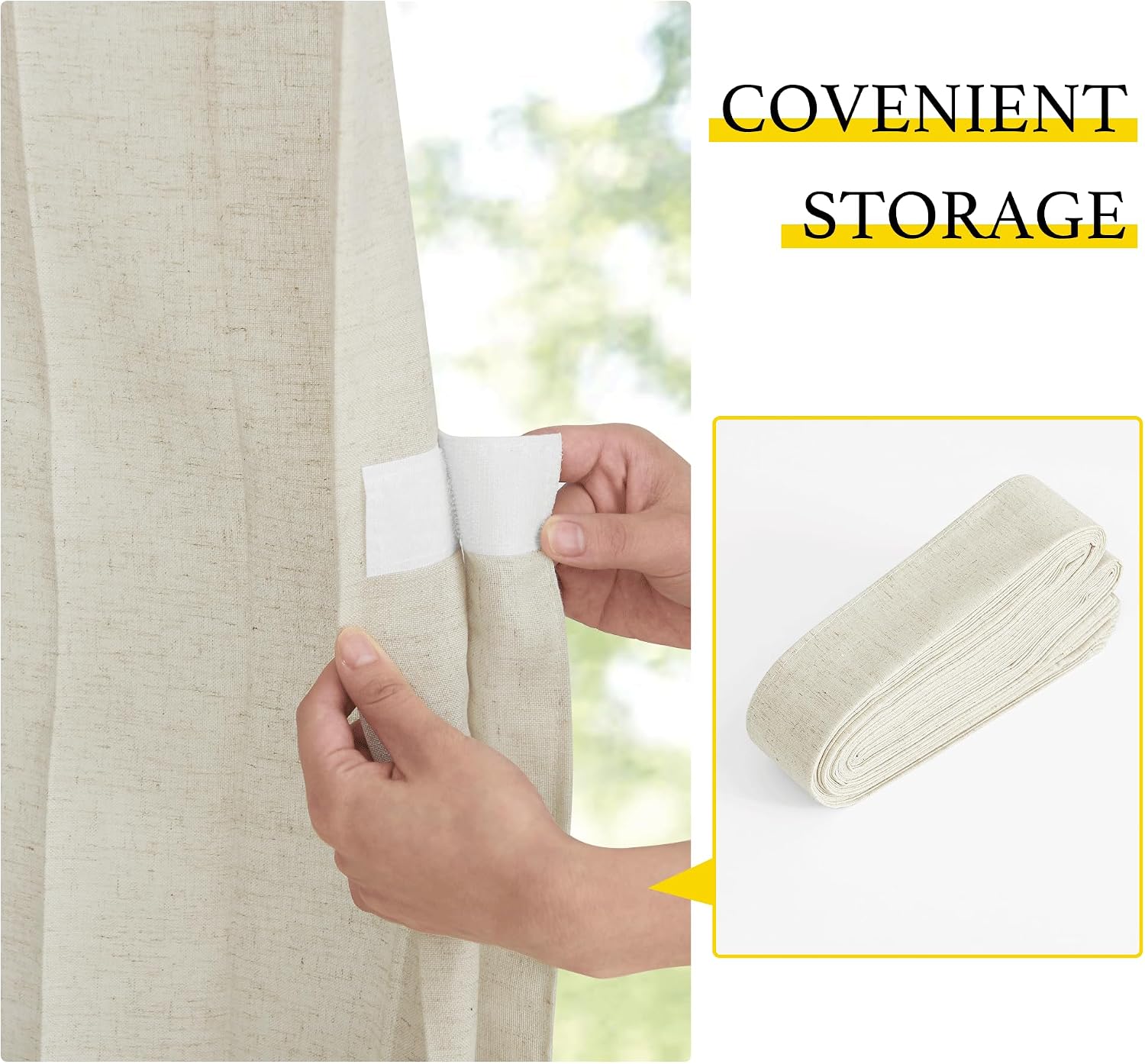 NICETOWN Closet Curtains, Accordion Linen Door Curtains for Doorways, Folding Door Curtain for Room Divider and Privacy, 80 inches Long Bedroom Living Room, 1 Panel, 38" Wide, Natural
