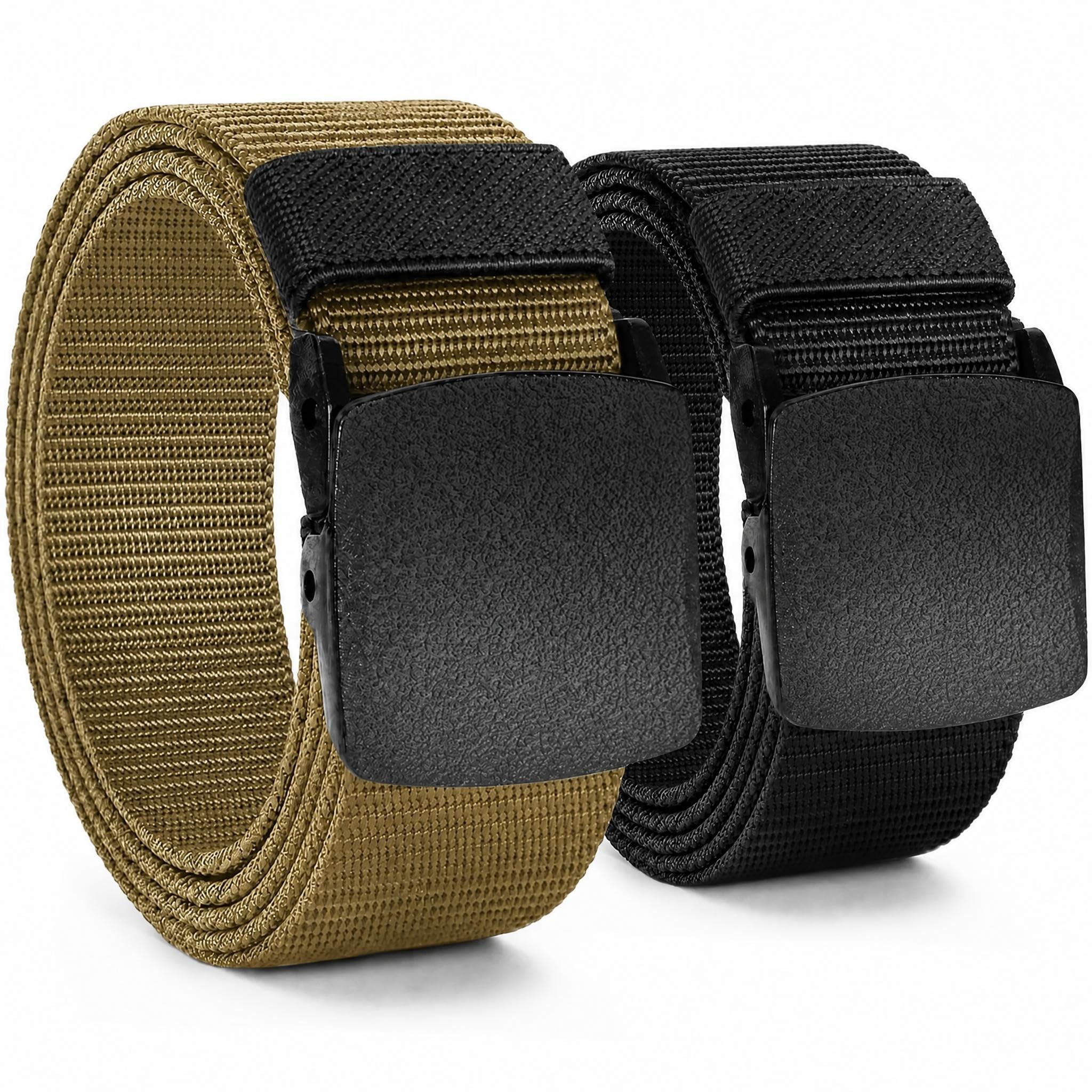 Chalier Herren Arbeitsgürtel Gürtel 2er Pack Länge 130cm | Ohne Löcher Nylon Canvas Stufenlos Verstellbarer Stoffgürtel Geeignet für jeden Anlass Geschenke für Männer