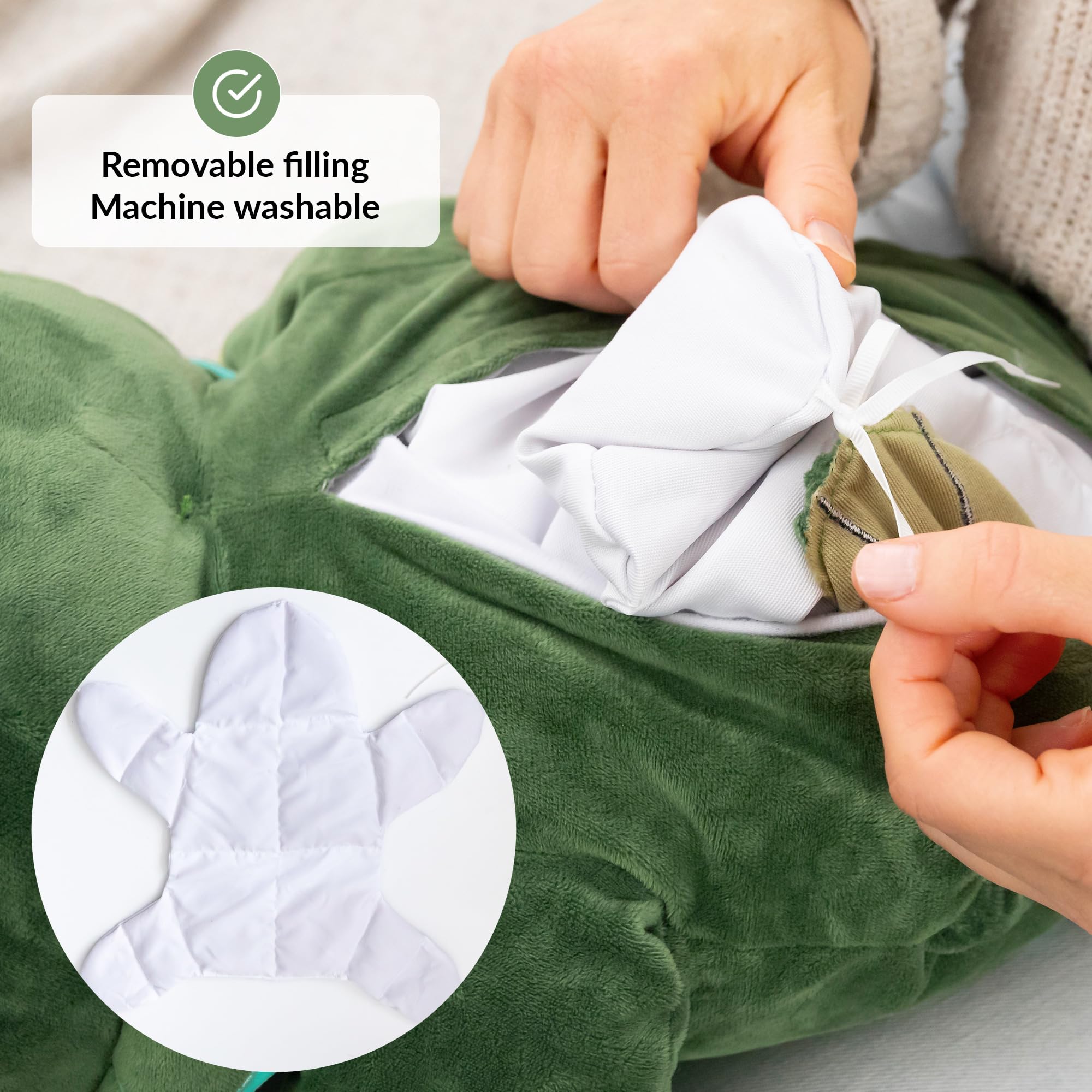 ODOXIA Kołdra obciążona dinozaur | 2,3 kg Kołdra obciążona dinozaur dla dzieci i dorosłych | Kołdra obciążona zmniejszająca lęk i stres | Pluszowe zwierzątko przeciwko stresowi i lękowi | W zestawie