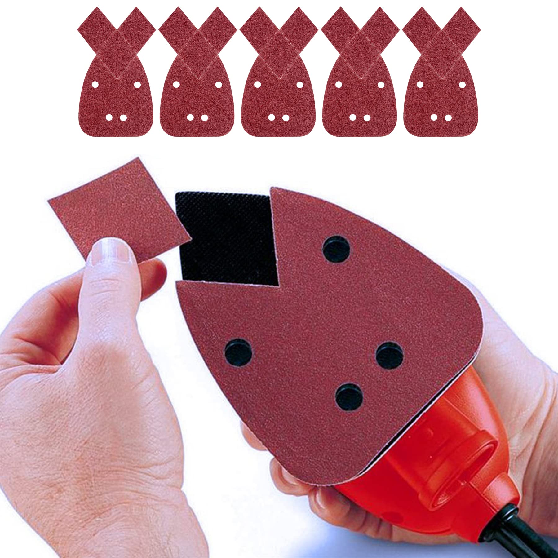 SIQUK 20 Piezas Hojas de Lija Mouse Papel de Lija Triangular 40 Grano Hojas de Papel Lijadora para Black and Decker Detail Palm Sander