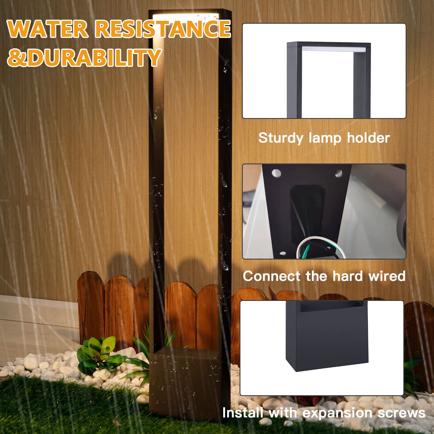 Luces LED para caminos de exterior, diseño europeo moderno, luces para jardín, iluminación paisajística, lámpara de bolardo decorativa, IP54, resistente al agua, aluminio negro, para pasarelas, patios