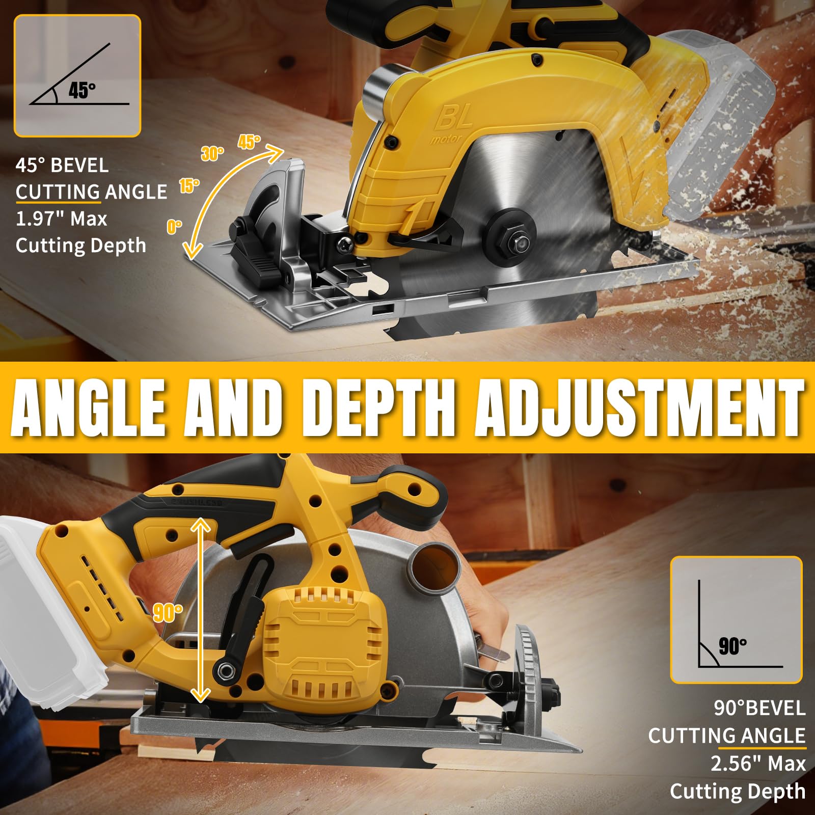 Roadtime Sierra circular de 7 pulgadas para DeWalt de 20 V (sin baterías) | mini sierra circular profesional con 1 hoja de sierra de 180 x 60, ideal para madera, metal blando, plástico