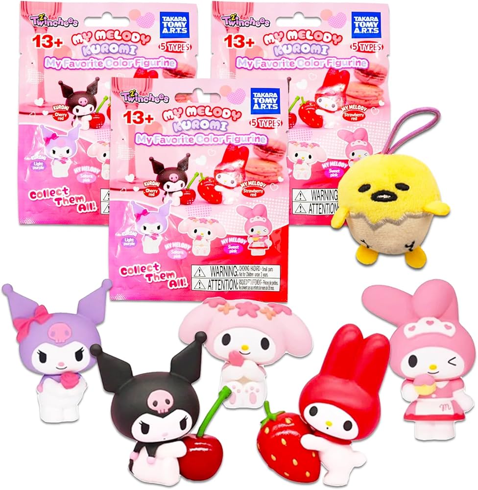 Hello Kitty My Melody and Kuromi Blind Bag Party Favors 3 Pack