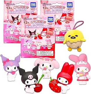 Hello Kitty My Melody and Kuromi Blind Bag Party Favors 3 Pack – Sanrio Party Supplies Bundle with 3 Kuromi and My Melody Figurines and More | Sanrio Figures Set