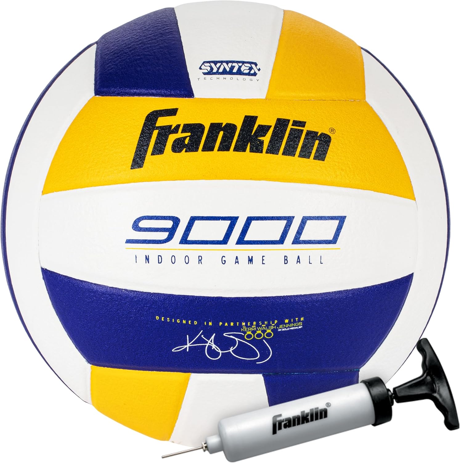 Franklin Sports Indoor Training + Match Volleyballs - Premium 9000 + 6000 Official Size Adult + Youth - Ball + Air Pump