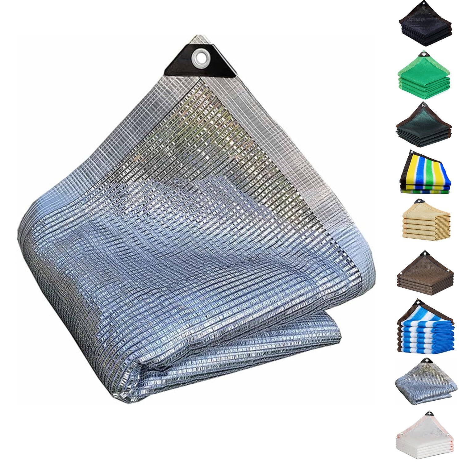 Twwhshf-Ou Silver Shade Netting Sunblock Shade Cloth Black Brown Green White Beige Fabric Mesh Tarp For Greenhouse Plant Patio Outdoor(,26.2 X 29.5Ft)