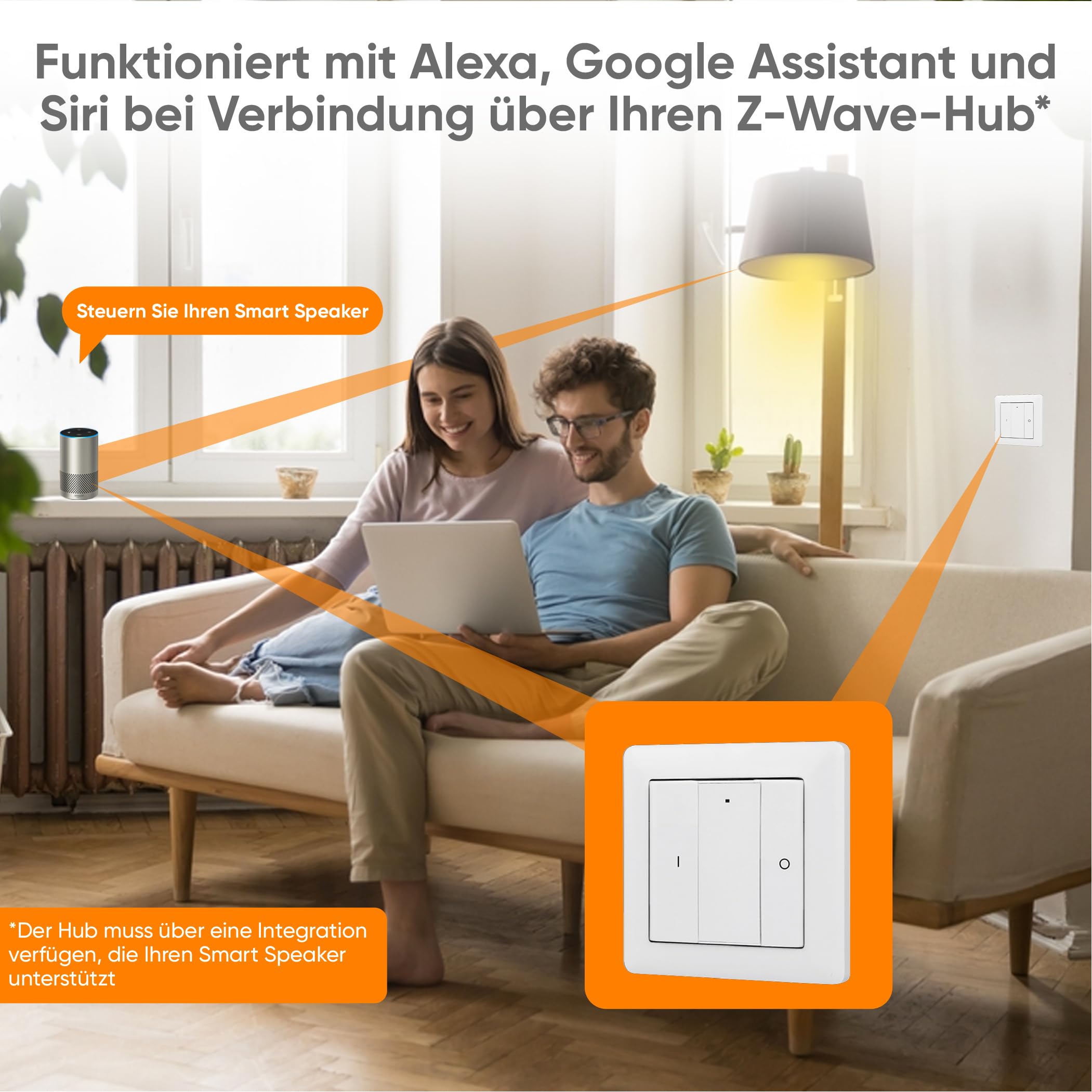 Vesternet Z-Wave 2-Tasten-Smart-Wandcontroller | Lösen Sie bis zu 6 Szenen in Ihrem Smart Home Hub aus | Kompatibel mit Home Assistant, SmartThings und Hubitat