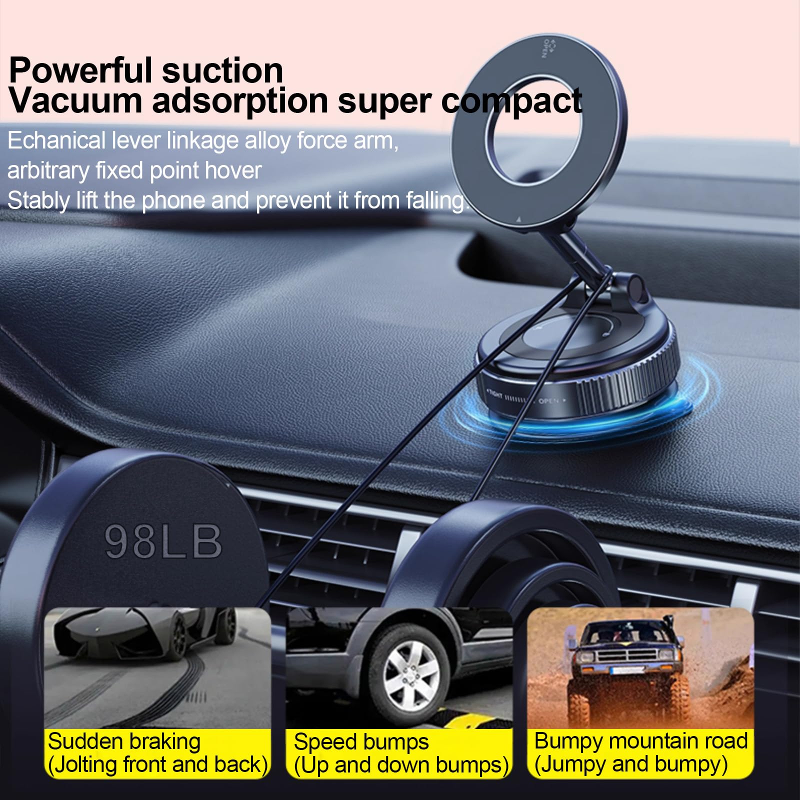 Soporte de teléfono para coche, ventosa ajustable de 360°, soporte de teléfono, salpicadero, parabrisas para iPhone 17