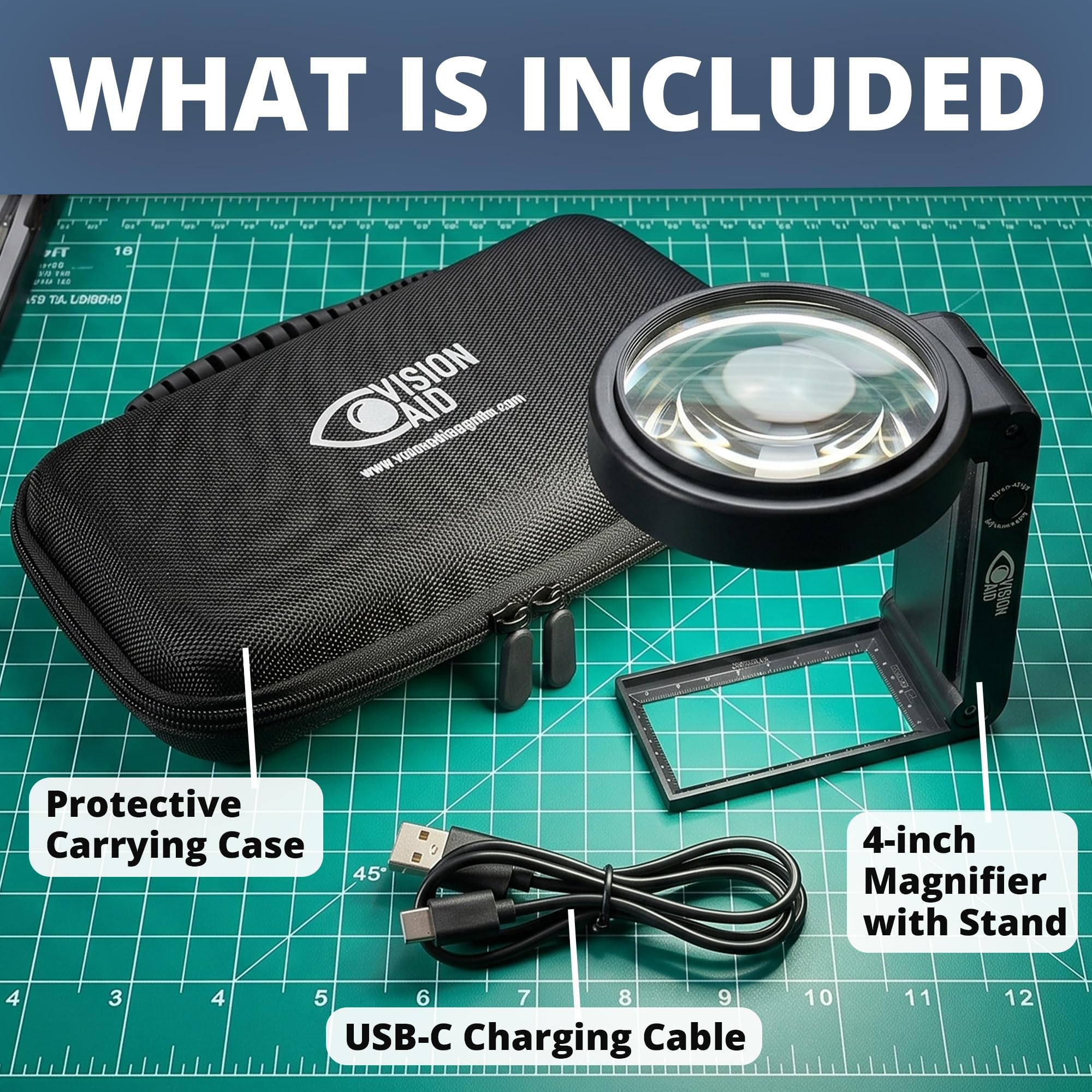 30 x 10 x lupa bez użycia rąk ze stojakiem, ładowana przez USB, etui do przechowywania światła LED, lupa do czytania biżuterii, monet, seniorów, hobby, rzemiosła, bliskiej pracy
