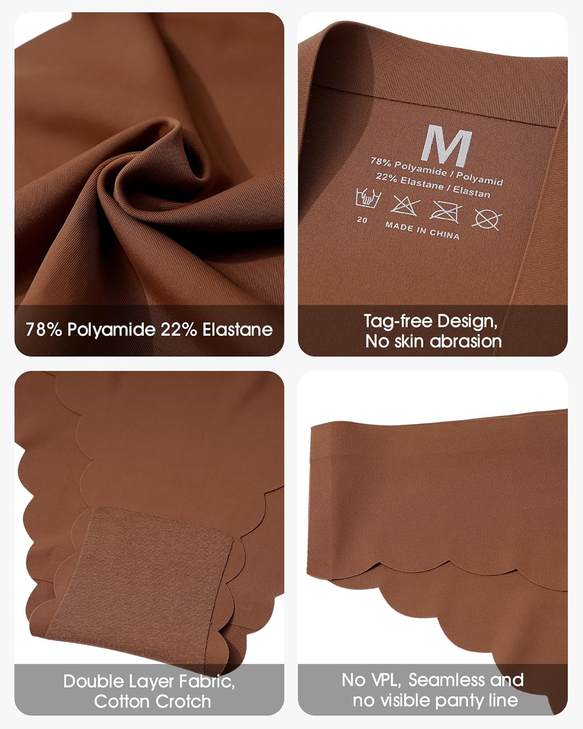 LEVAO Seamless Underwear for Women No Show Ice Silk Bikini Breathable Hipster Wavy Sides Invisibles Panties 7 Pack S-XL - Image 3