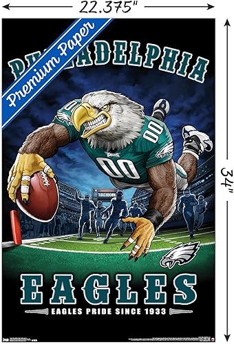 Miniatura 24 de Trends International NFL Philadelphia Eagles - Póster de pared de End Zone 17, 22.375 x 34 pulgadas, versión enmarcada plateada Versión con marco