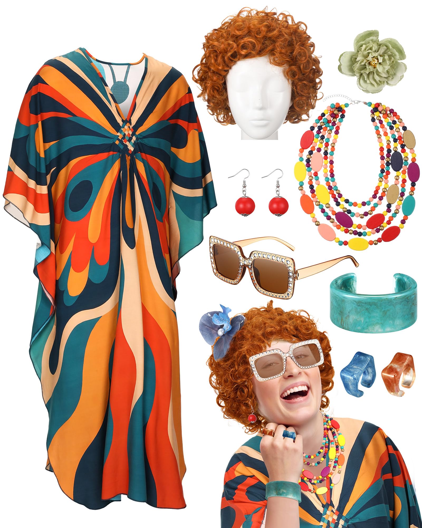 Landlady Costume with Curly Wig