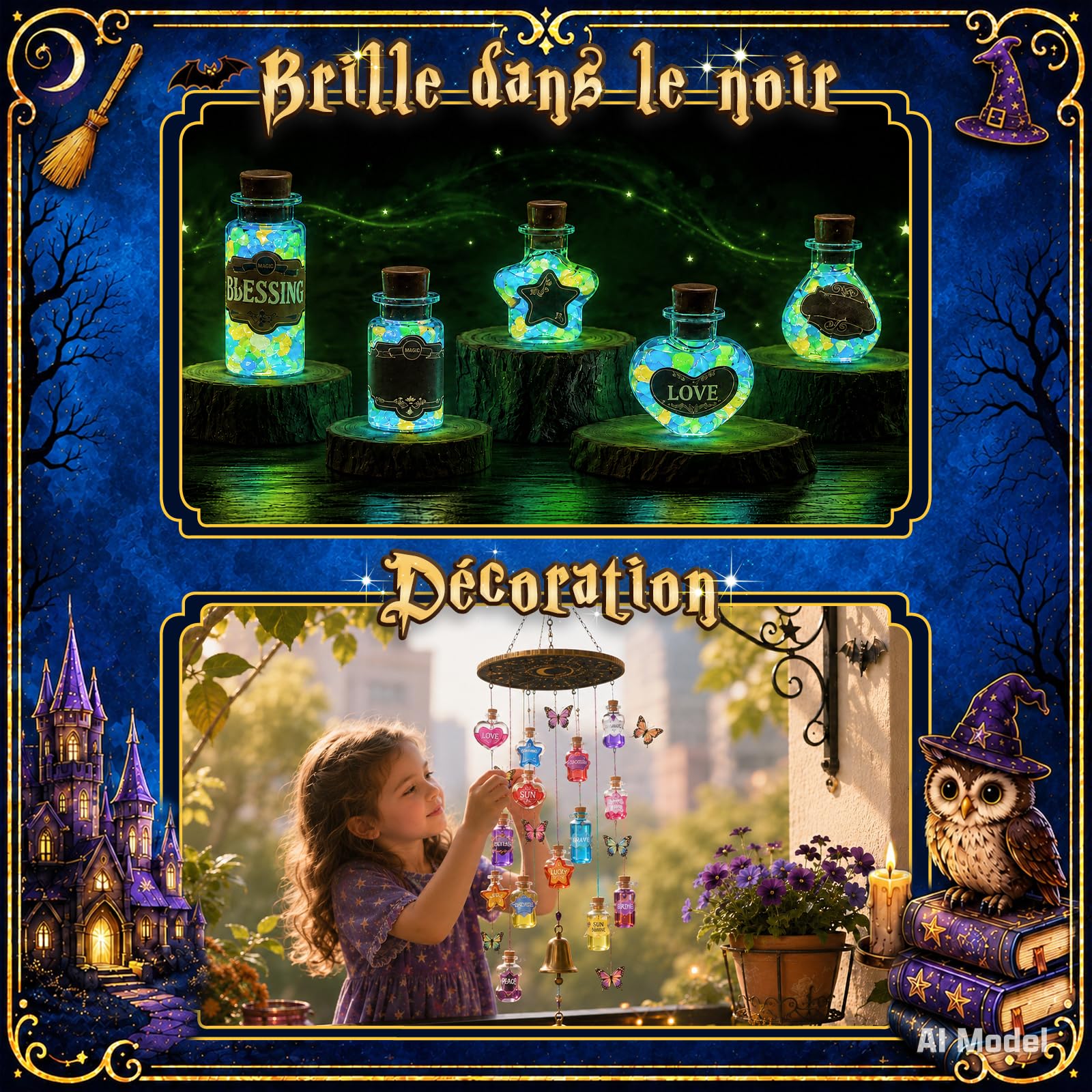 Wothfav Potion Magique Enfant, Mélange 22 Bouteilles de Potion Magique, Set de Potion Mystère Vintage pour Enfants, Kits de Potions de Fées, Jouets Artisanaux pour Garçons et Filles, Cadeaux Créatifs