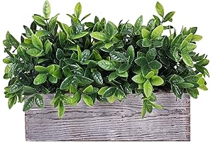 Artificial Eucalyptus Plant in Rustic Wooden Planter Box for Indoor Decor