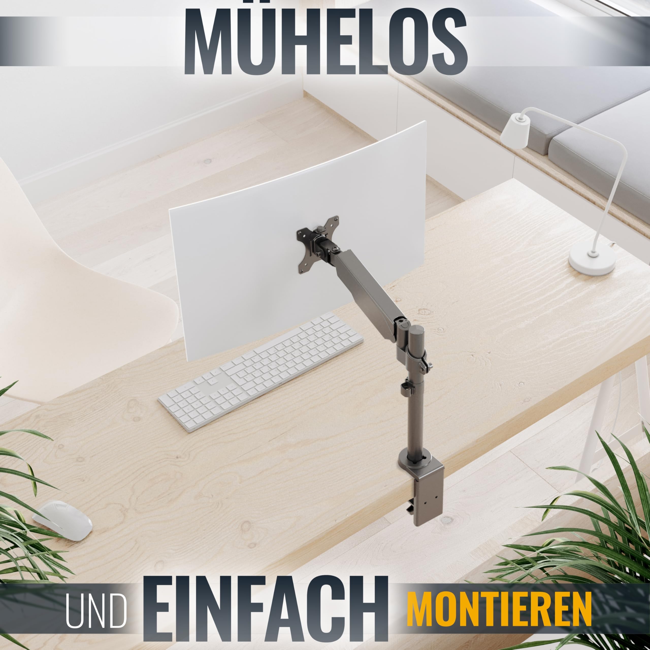 Ricoo Monitor Halterung mit Gasdruckfeder Arm für 13-34 Zoll TS9511 höhenverstellbar Bildschirmhalterung Arme Halter VESA 75x75 100x100 Bildschirm Tischhalterung Monitorhalter – Bild 2