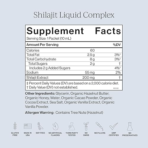Miniatura 4 de Cymbiotika Complejo líquido Shilajit  85+ oligominerales para energía, enfoque y recuperación Adaptógeno  Ácido fúlvico y húmico  Cacao, miel,