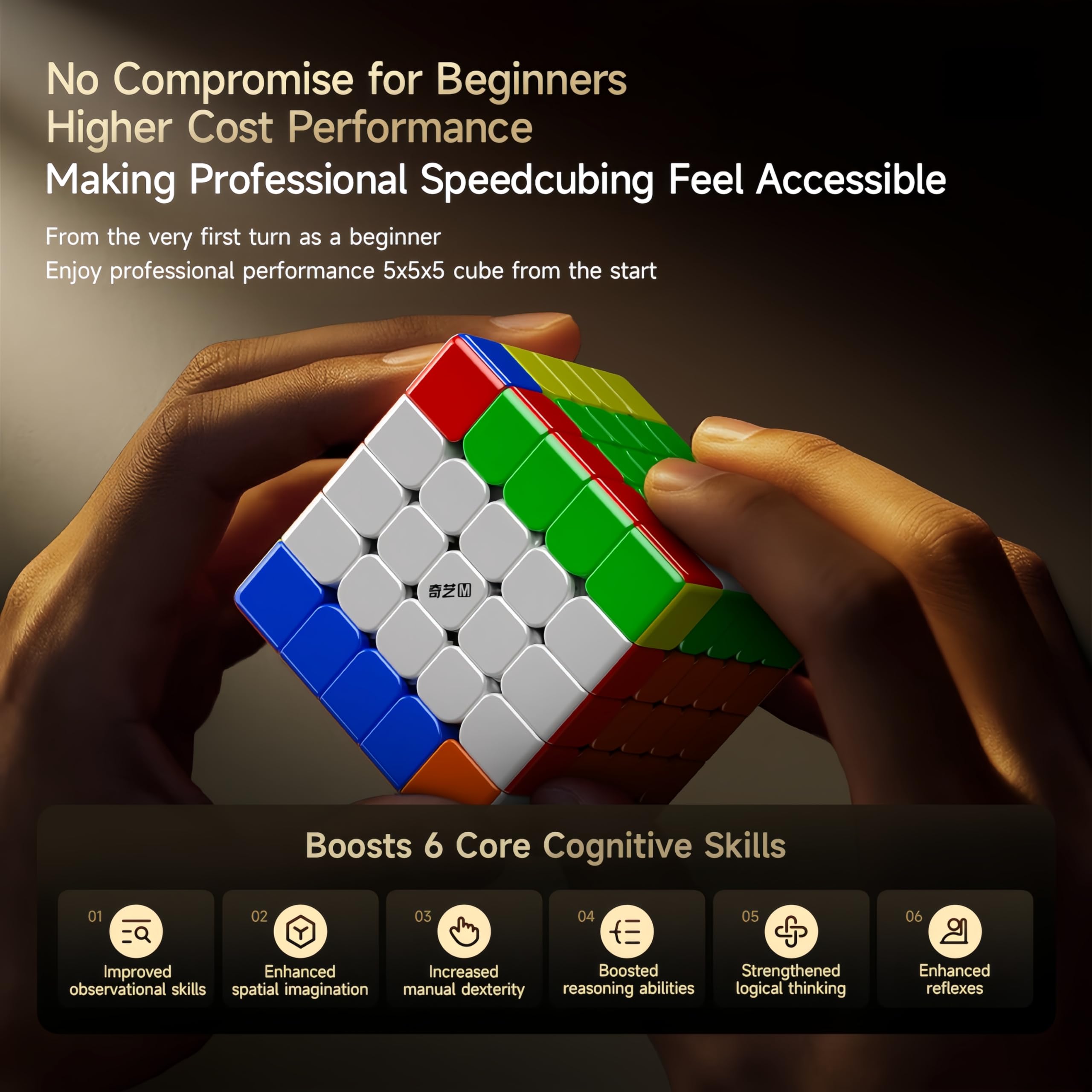 Magnetic Speed Cube 5x5 UV Coating Stickerless 59 mm Puzzle Cube 5x5x5 Smooth, Fast, for All Skill Levels
