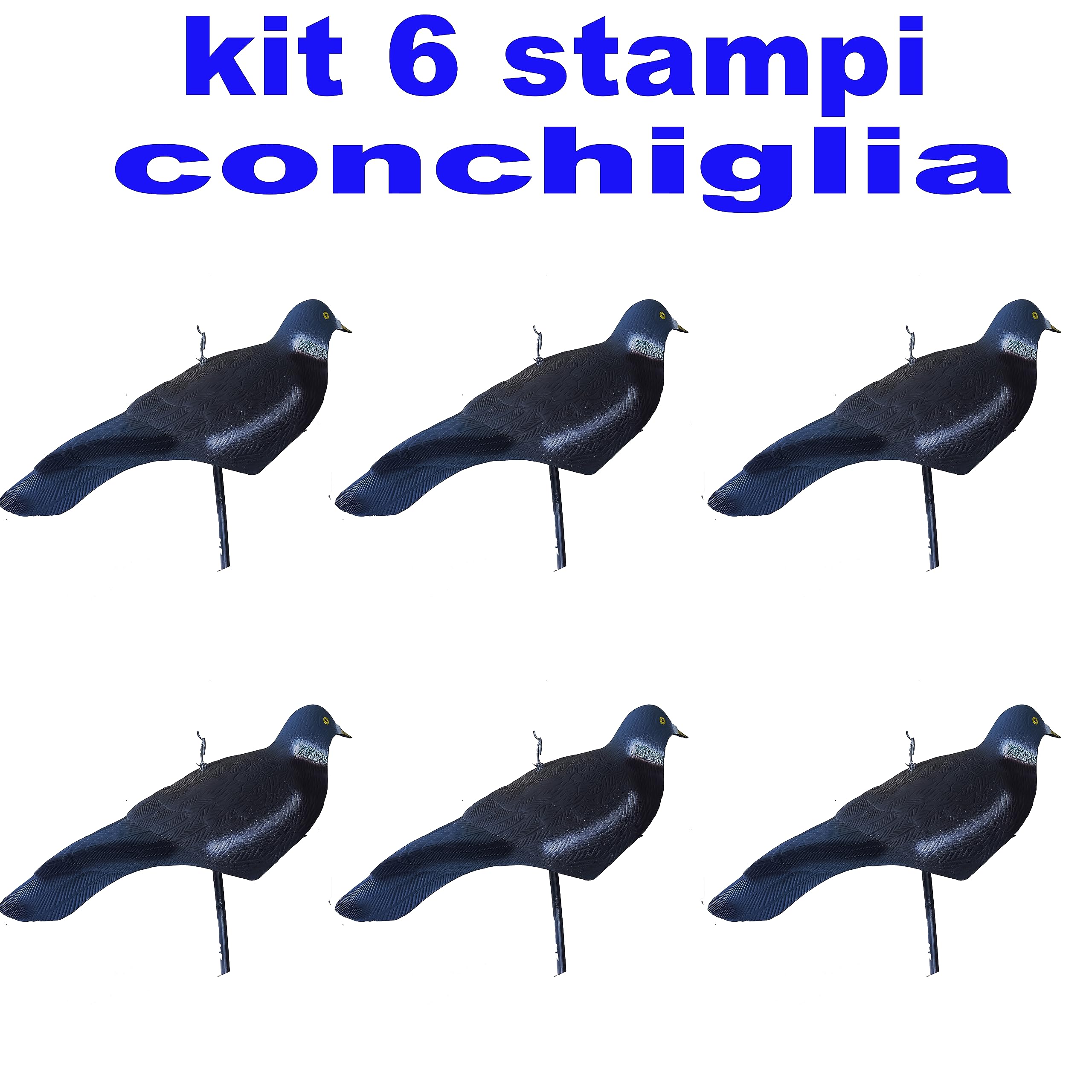 stampi in plastica colombaccio colombi colombo richiamo piccione a conchiglia kit 6 pezzi