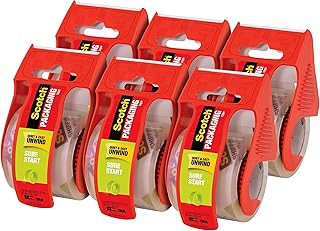 Scotch Sure Start Shipping Packaging Tape, 1.88"x 22.2 yd, Designed for Packing, Shipping and Mailing, Quiet Unwind, No Sp...