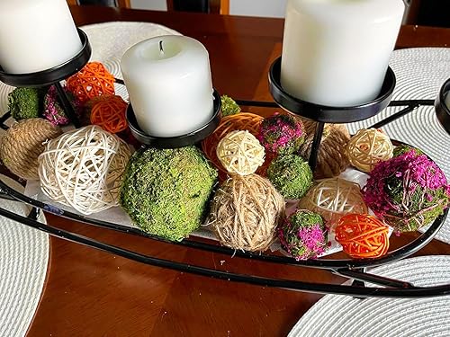 Miniatura 4 de 24 bolas decorativas, bolas de mimbre, bolas de musgo, bolas de ratán, bolas verdes decorativas para bolas de ratán de mimbre, juego de jarrón para