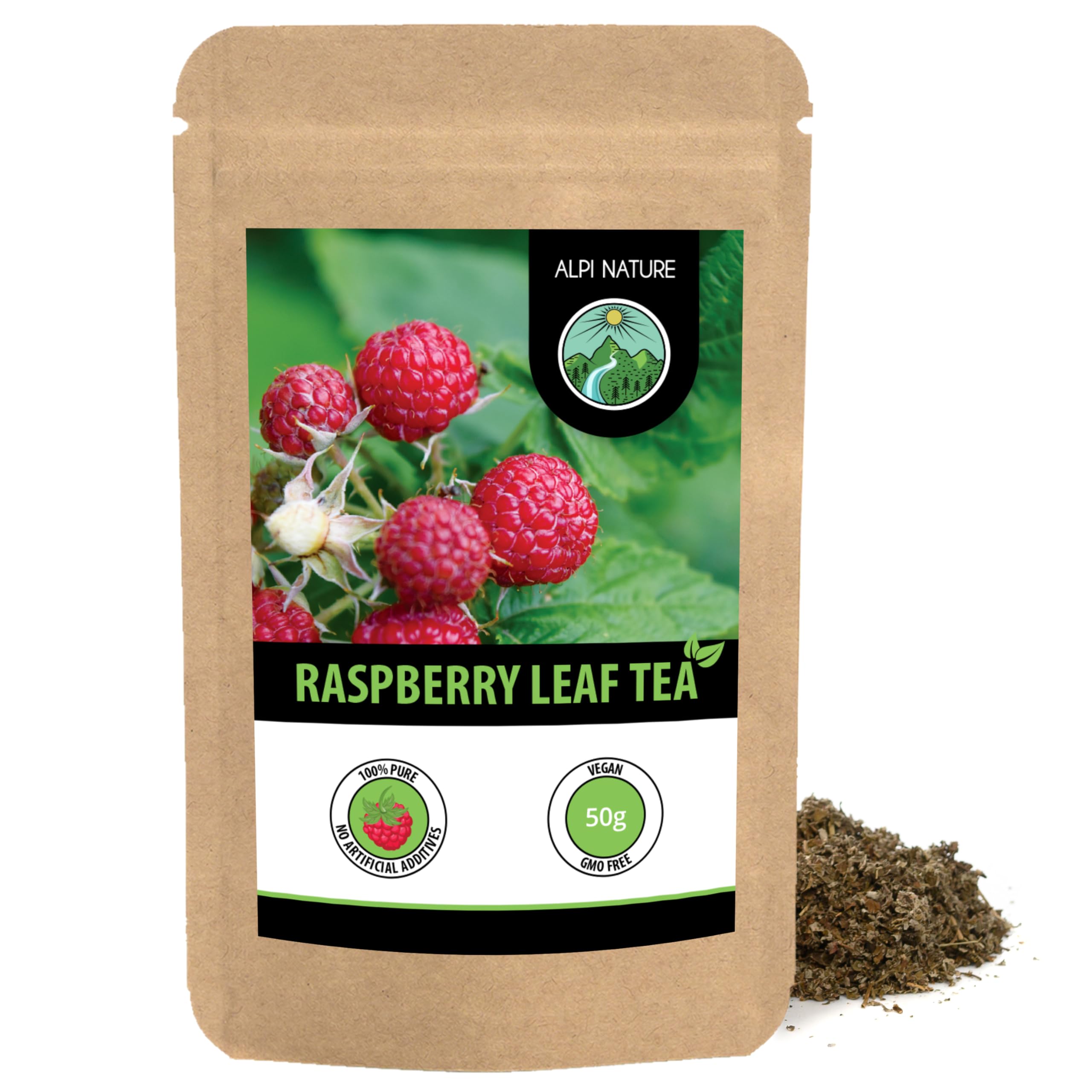 Alpi Nature Raspberry Leaf Tea 50g 1.8 oz, Loose Leaf Tea, Dried and Cut Raspberry Leaves