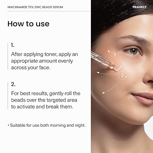 Miniatura 6 de FRANKLY Suero de Niacinamida 15% + Perlas de Zinc  Reparación de la piel de dosis alta pero suave  Control del acné, poros y enrojecimiento  Sistema