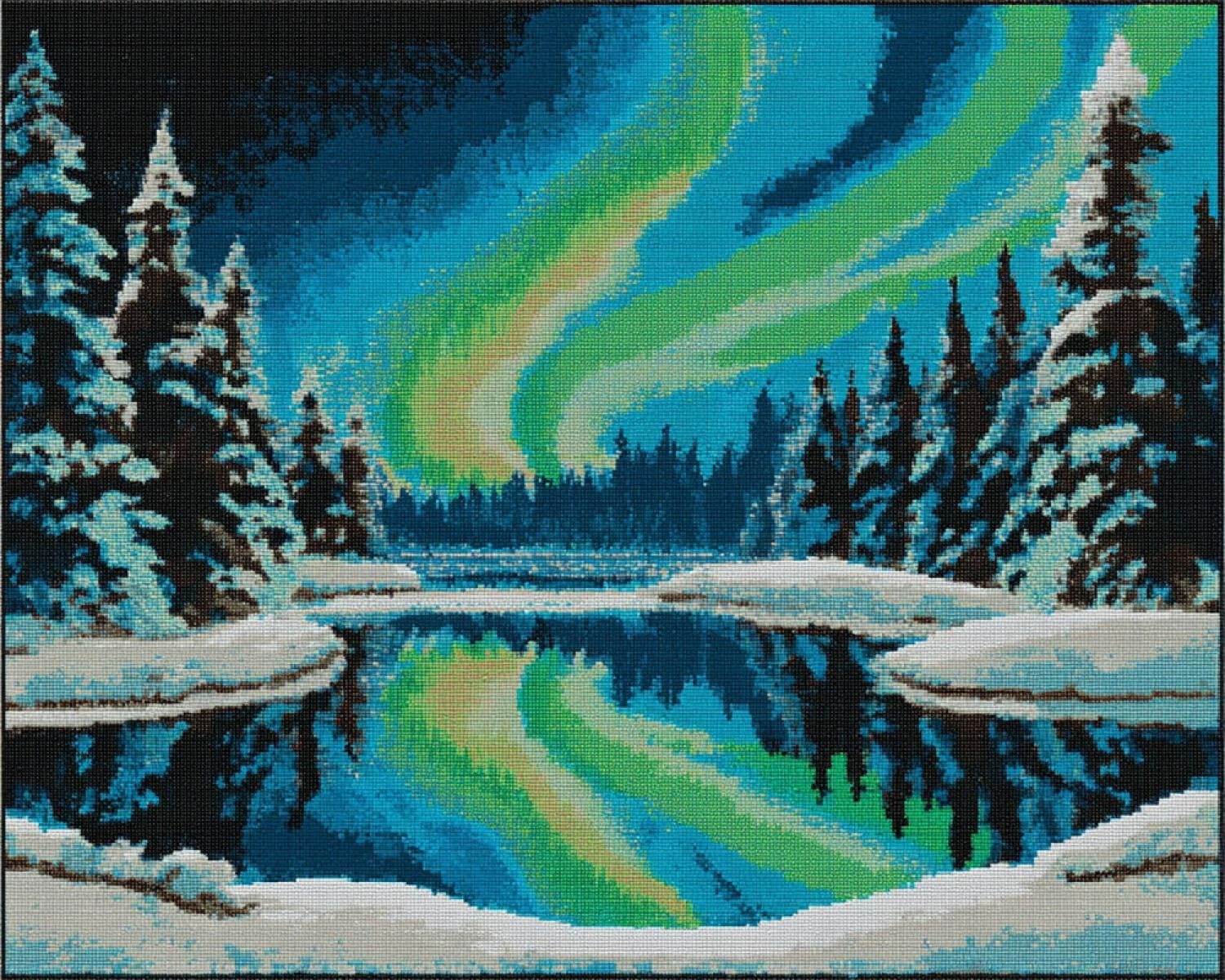 Henypt Color Diy Latch Hook Rug Kit Lake Aurora 80X160cm