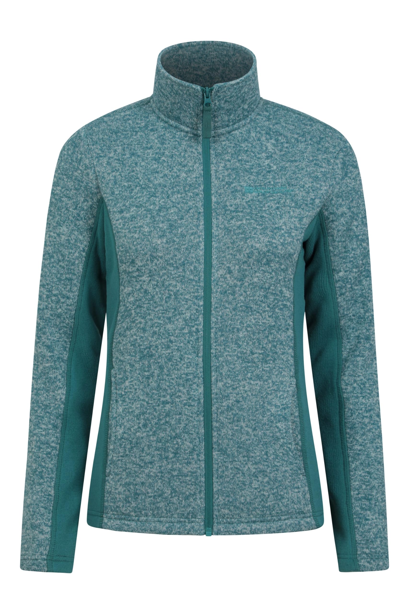 Mountain Warehouse Idris Womens Panelled Fleece Jacket -Warm Coat, Lightweight with Breathable Front Pockets - For Spring Summer, Camping, Outdoors, Travelling & Hiking Dark Teal 14
