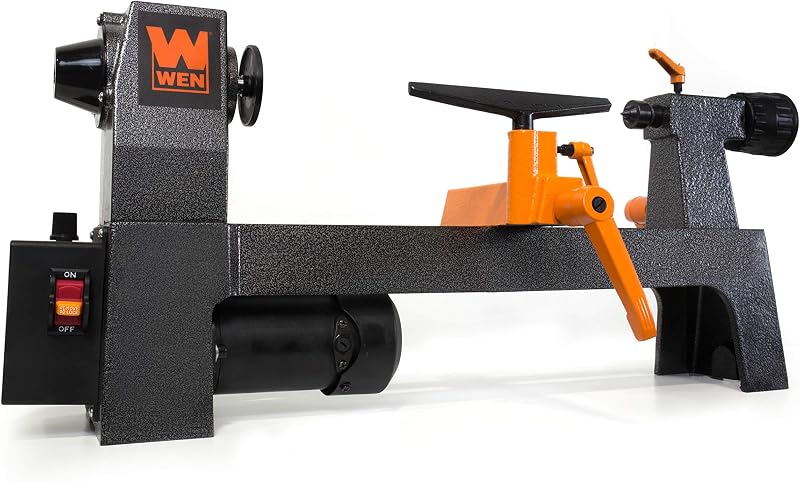 WEN Mini torno de madera de sobremesa, 8 pulgadas por 13 pulgadas con velocidad variable (LA3421)