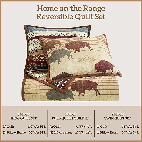Miniatura 9 de Paseo Road Home on The Range Juego de cama occidental de 2 piezas con edredón y funda de almohada, tamaño individual, diseño geométrico de bisonte