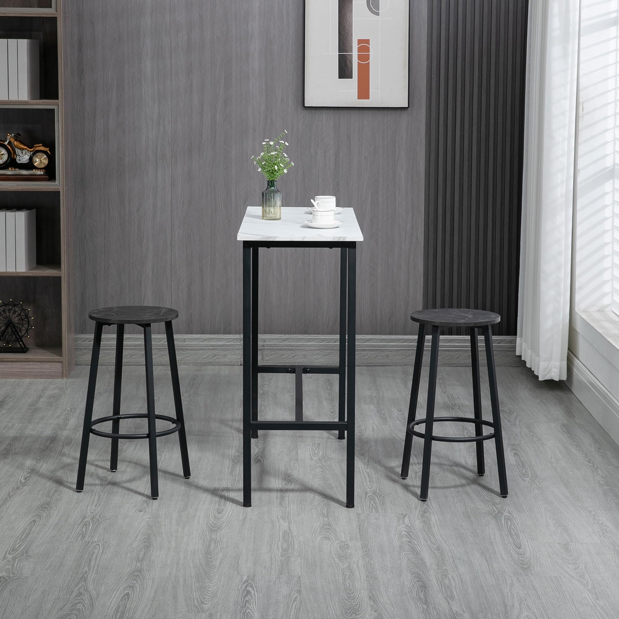 HOMCOM table de bar avec tabourets, set de 3, meubles de salle à manger, table haute