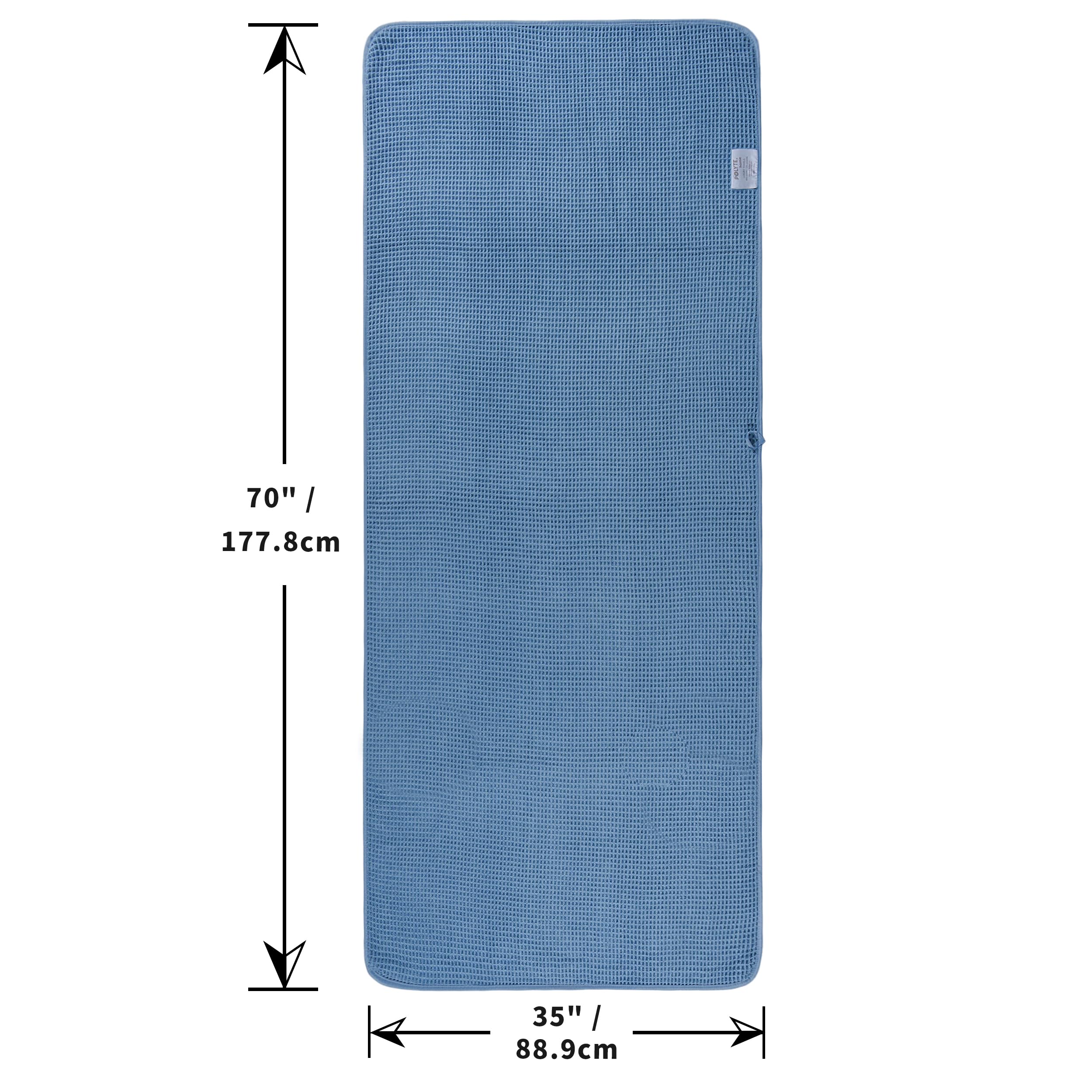 Polyte - Serviette de Bain en Microfibre - Ne Peluche Pas et sèche Rapidement - Structure gaufrée - Très Grande - Bleu - 89 x 178 cm - Lot de 2
