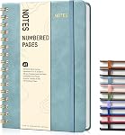 Lined Spiral Journal Notebook, A5 Hardcover Spiral Journals for Women Men, 150 Numbered Pages Spiral Bound Notebook, 100 GSM College Ruled Notebooks for Writing Note Taking Working 5.75" x 8.38" Black