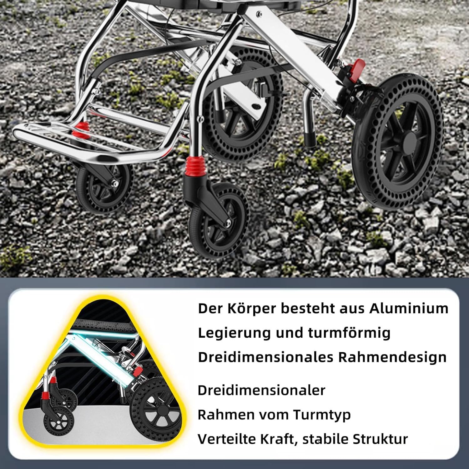 Sedia a rotelle pieghevole in alluminio leggero, sedie a rotelle con braccioli reversibili a 270°, sedie a rotelle autospinte, pesa solo 10 kg dopo la piegatura, può essere facilmente riposta nel ba