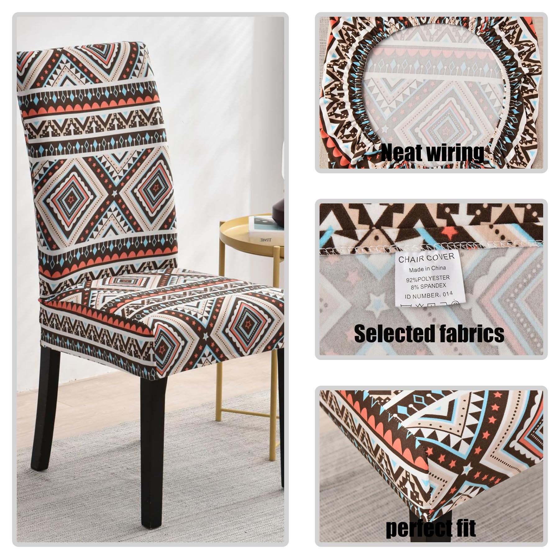HZDHCLH Chair Covers Set of 4/6 Stretch Modern Chair Slipcovers for Dining Room Kitchen Wedding Party Washable Chair Protector(6pcs,Exotic style) - Image 2