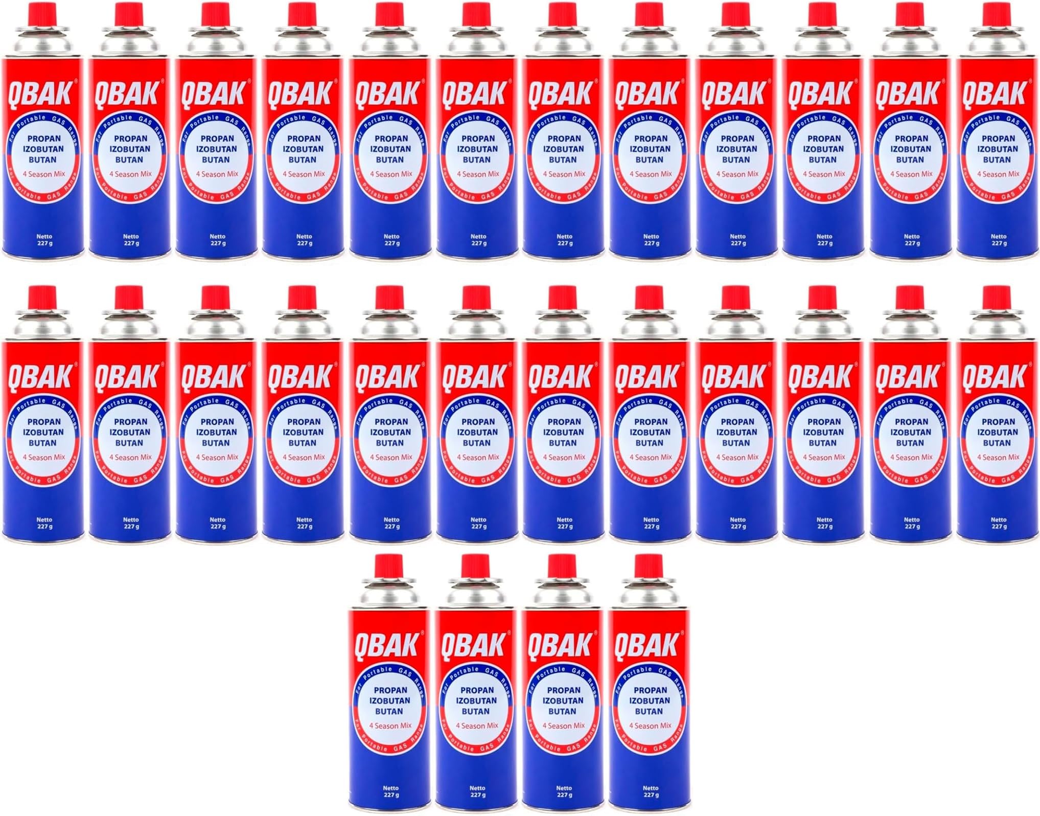 XHC BRICO - Cartuchos de Gas Butano Portátil 227gr - Pack de 28 Botellas para Camping, Hornillo Portátil, Cocina, Infernillo, Fogareiro