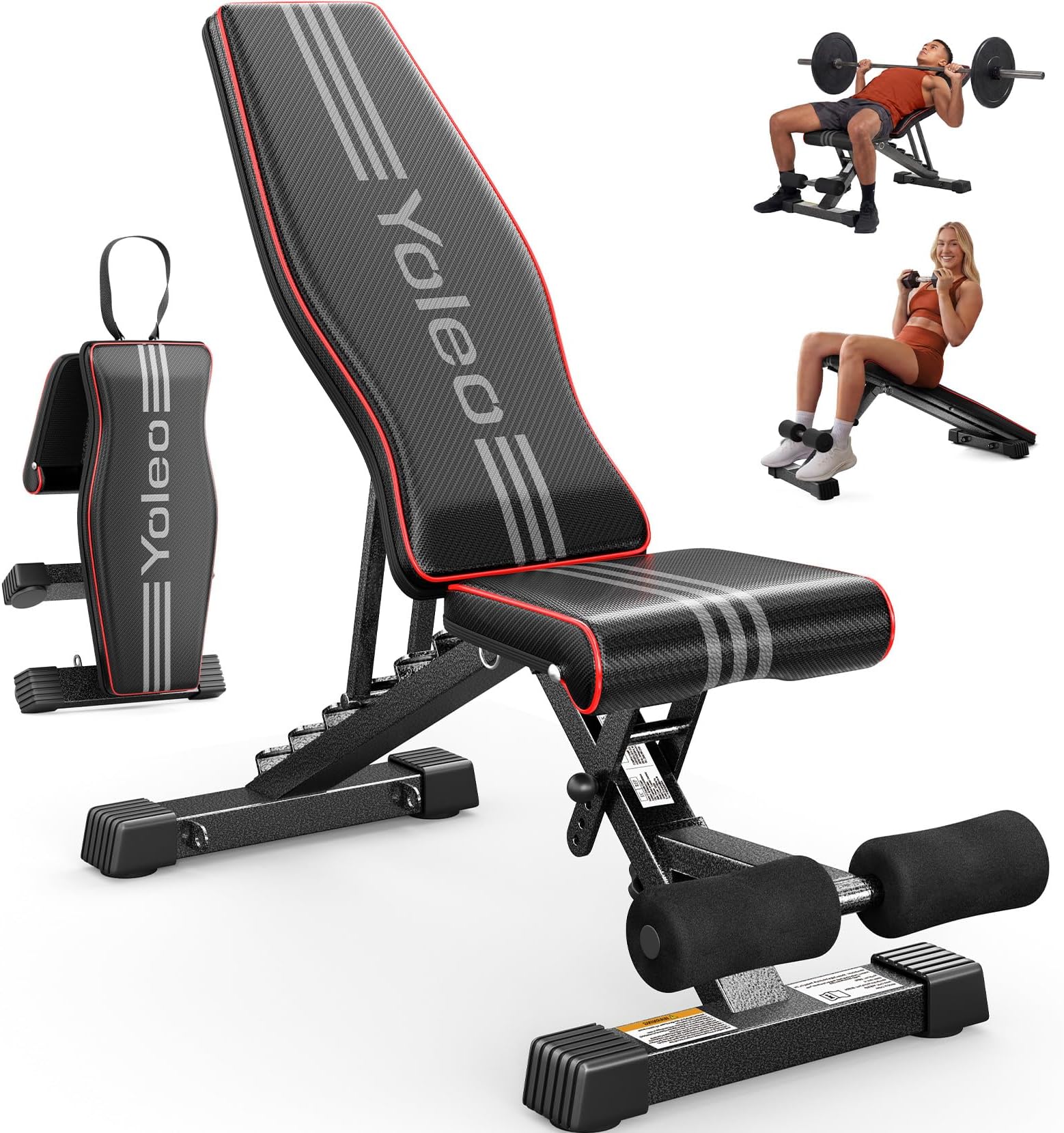 Adjustable Weight Bench for Home Gym, ASTM-Certified 827LBS, 95% Pre-Assembled, Foldable Gym Bench with 84 Positions Incline Decline Flat, Wider Seat