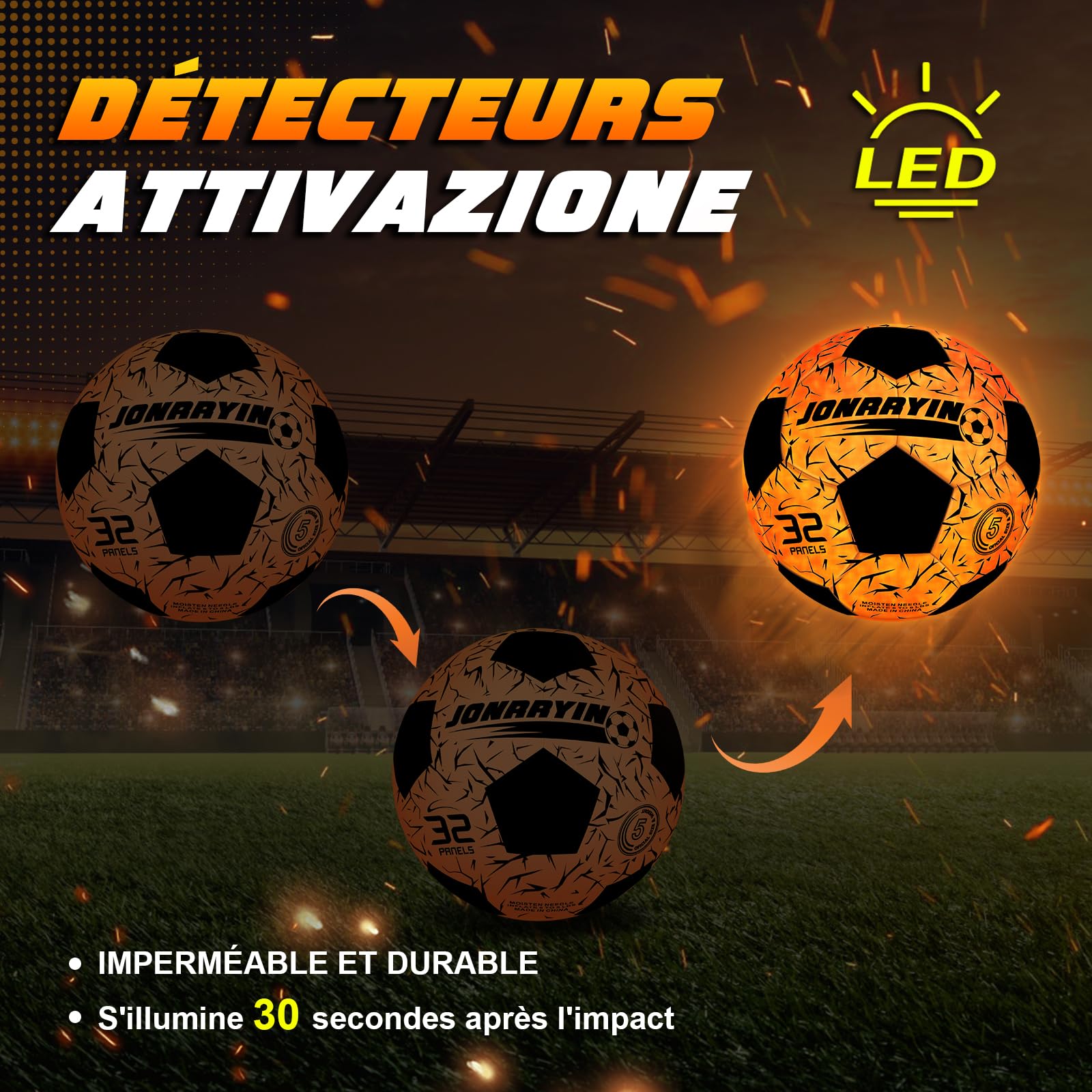Jaune - Ballon de Football holographique lumineux, réfléchissant